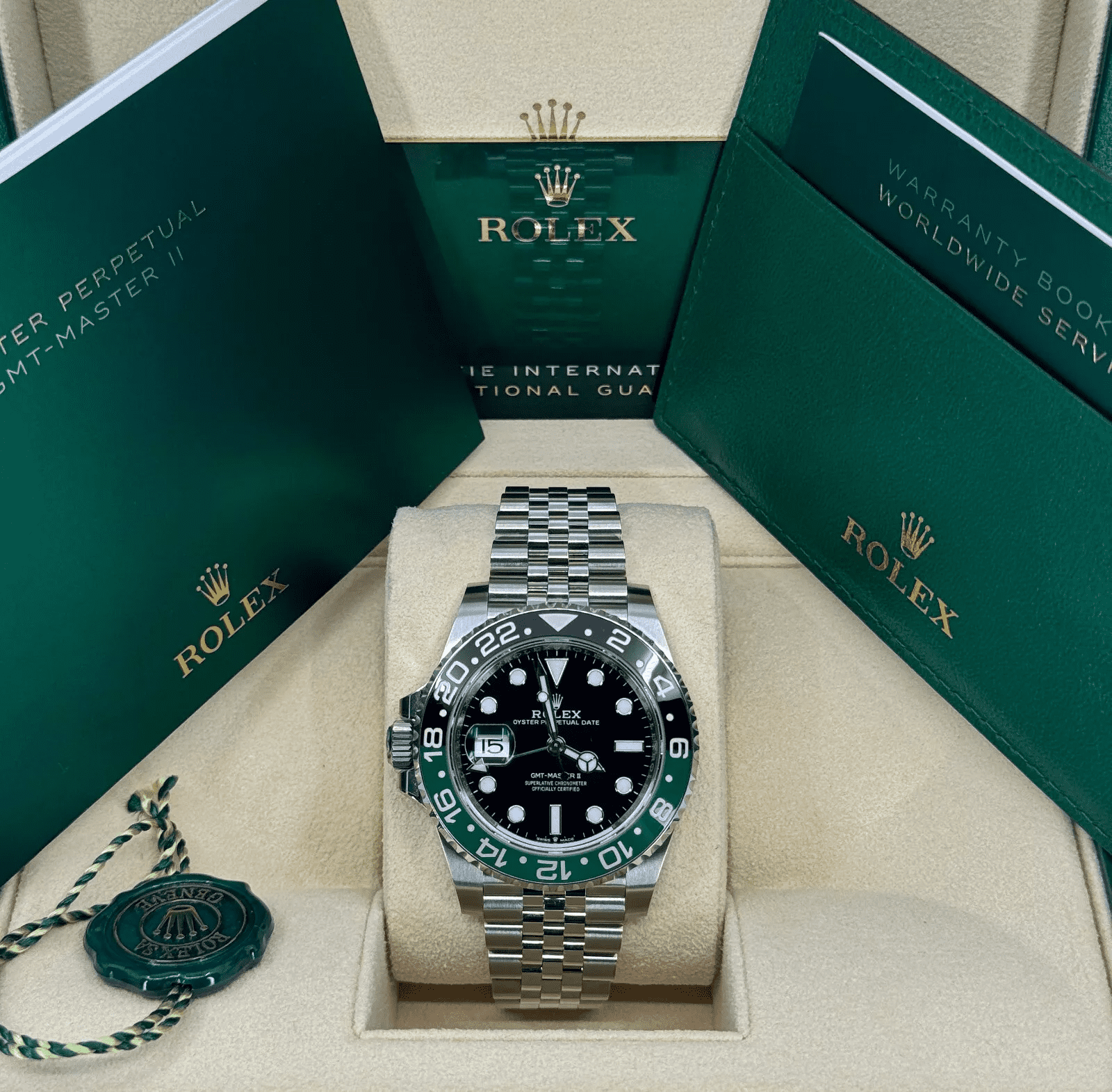 Mint Rolex GMT-Master II, 40mm, Sprite, Jubilee, 126720VTNR-0002, dated 2023